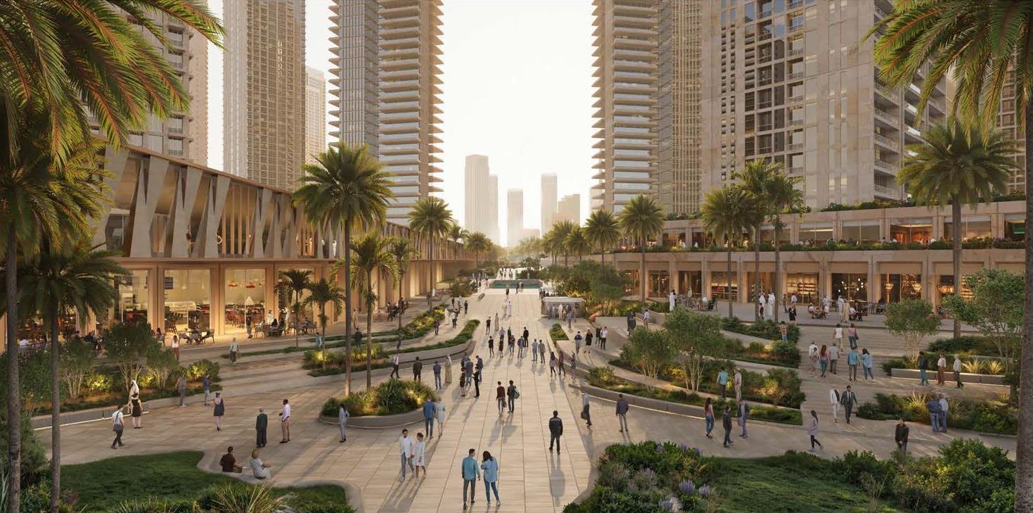 Landscaped waterfront promenade at Dubai Creek Harbour